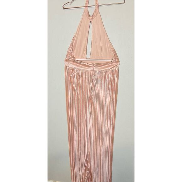 TJD The Jetset Dairies Women's Pink Blush Pleated Skirt Halter Gown Size L - Picture 5 of 16